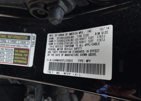 2015 Honda Cr-V Ex from USA, damaged, VIN 5J6RM4H55FL006655